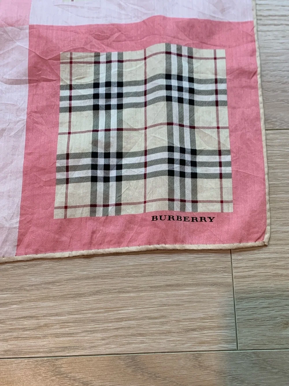 Burberry Vintage Pink and Plaid Square Scarf